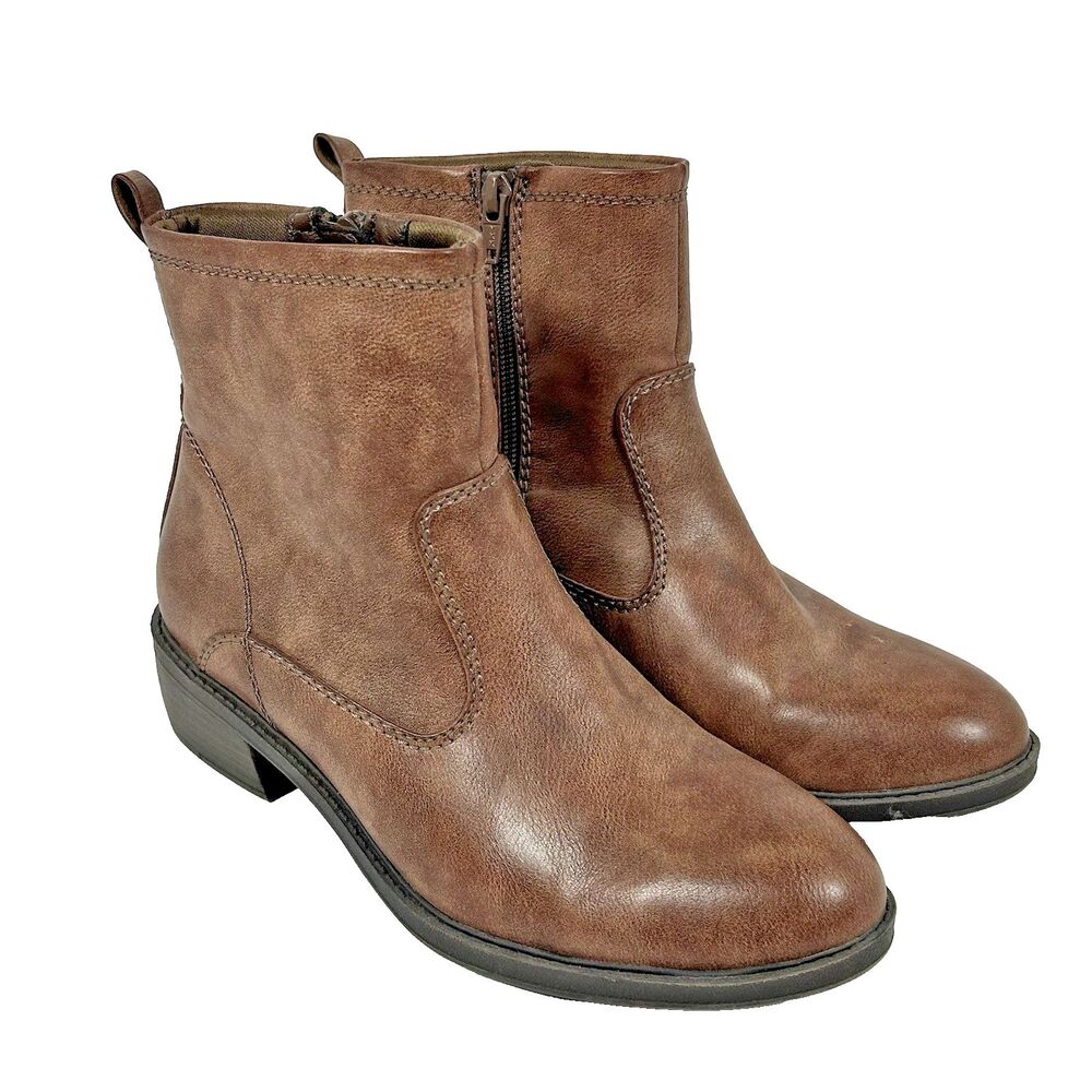 Bare Traps Shane Women's Ankle Booties Boots 8 M Brown Side Zip Casual